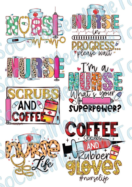 Nurse #9 on Clear/White Waterslide Paper Ready To Use - SoCuteINeedOneToo