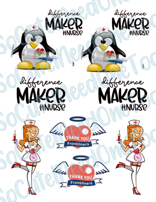 Nurse - Difference Maker on Clear/White Waterslide Paper Ready To Use - SoCuteINeedOneToo