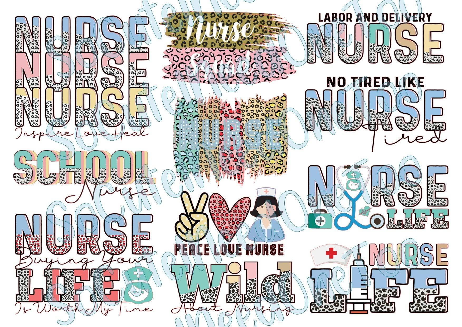 Nurse - Labor & School on Clear/White Waterslide Paper Ready To Use - SoCuteINeedOneToo