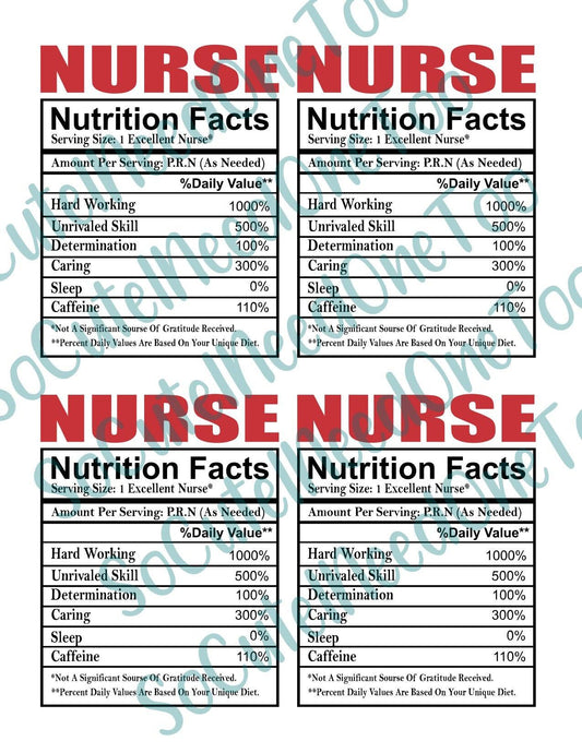 Nurse Nutrition on Clear/White Waterslide Paper Sealed and Ready To Use - SoCuteINeedOneToo