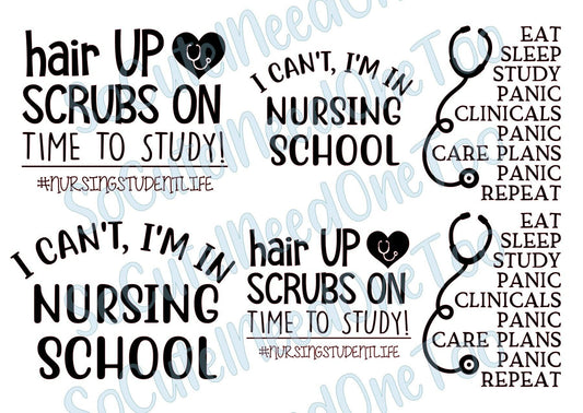 Nursing School on Clear/White Waterslide Paper Ready To Use - SoCuteINeedOneToo