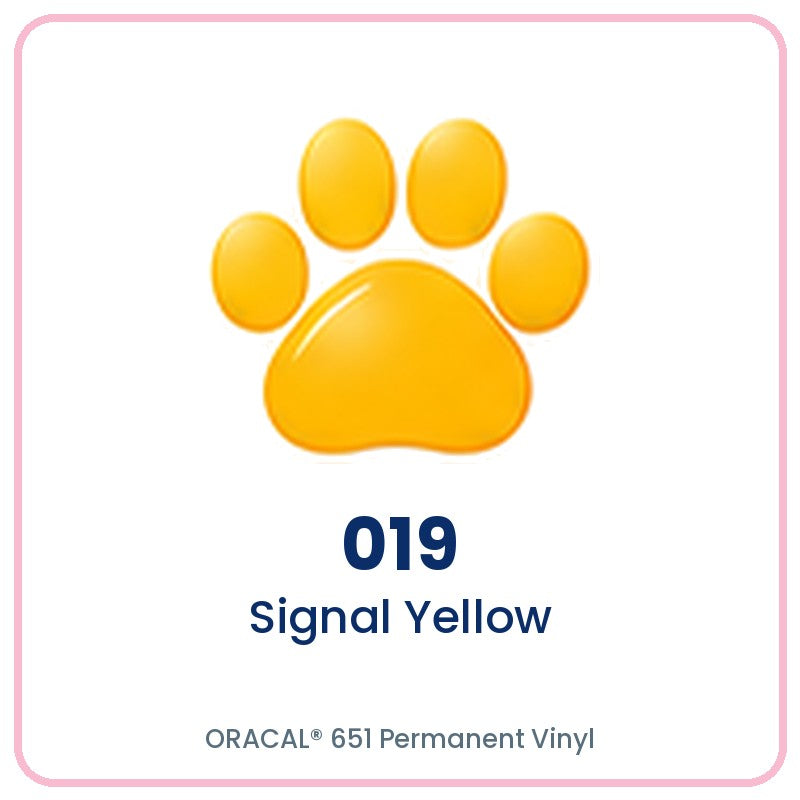 ORACAL 651 permanent vinyl color 019 Signal Yellow paw print swatch