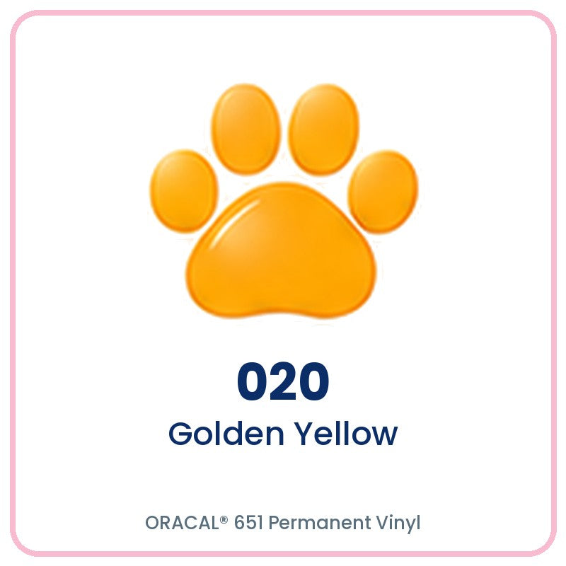 ORACAL 651 permanent vinyl color 020 Golden Yellow paw print swatch
