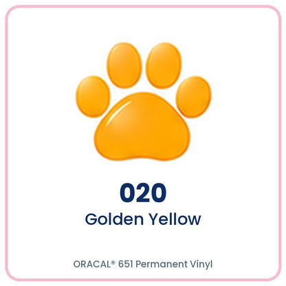 ORACAL 651 permanent vinyl color 020 Golden Yellow paw print swatch