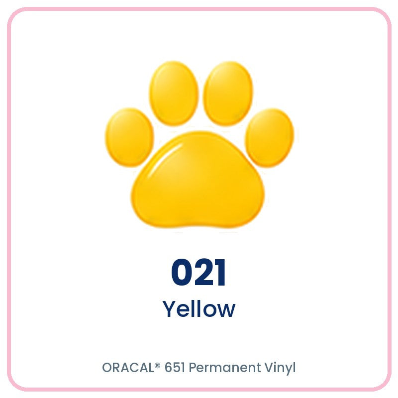ORACAL 651 permanent vinyl color 021 Yellow paw print swatch