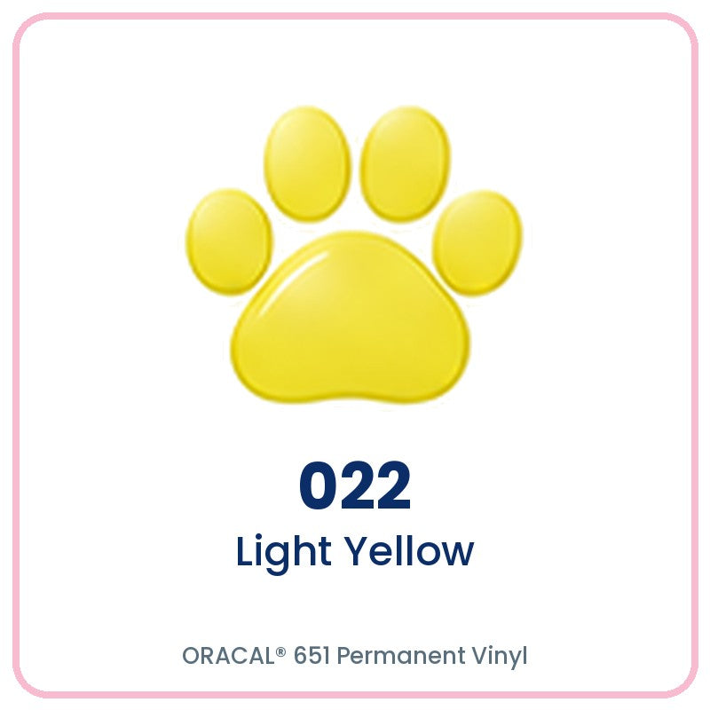 ORACAL 651 permanent vinyl color 022 Light Yellow paw print swatch