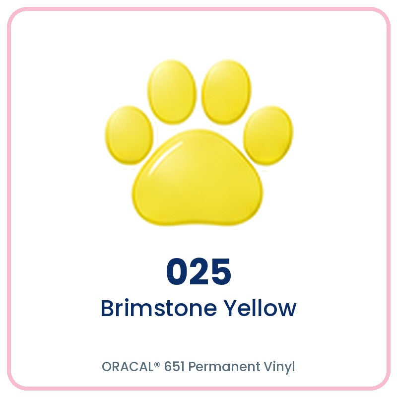 ORACAL 651 permanent vinyl color 025 Brimstone Yellow paw print swatch