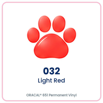 ORACAL 651 permanent vinyl color 032 Light Red paw print swatch