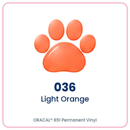 ORACAL 651 permanent vinyl color 036 Light Orange paw print swatch