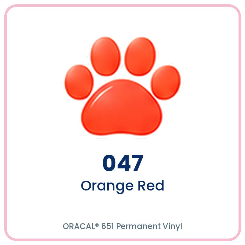 ORACAL 651 permanent vinyl color 047 Orange Red paw print swatch