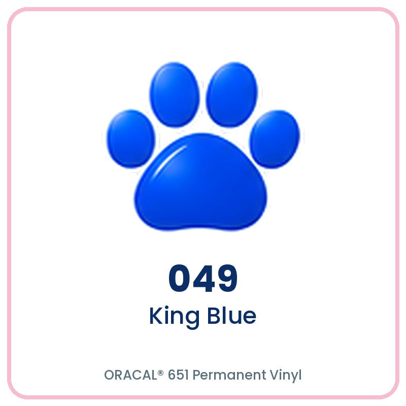 ORACAL 651 permanent vinyl color 049 King Blue paw print swatch