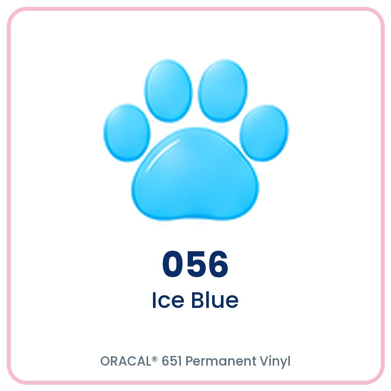 ORACAL 651 permanent vinyl color 056 Ice Blue paw print swatch