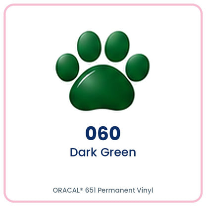 ORACAL 651 permanent vinyl color 060 Dark Green paw print swatch