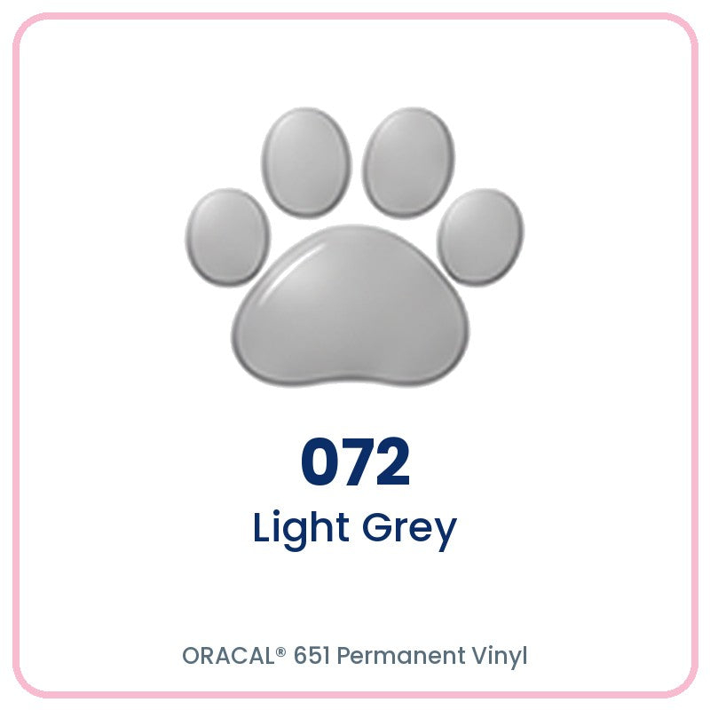 ORACAL 651 permanent vinyl color 072 Light Grey paw print swatch