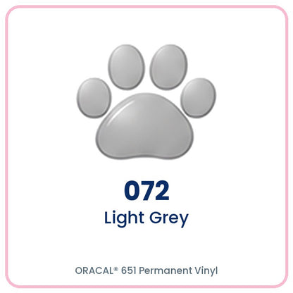 ORACAL 651 permanent vinyl color 072 Light Grey paw print swatch