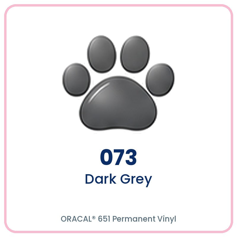 ORACAL 651 permanent vinyl color 073 Dark Grey paw print swatch