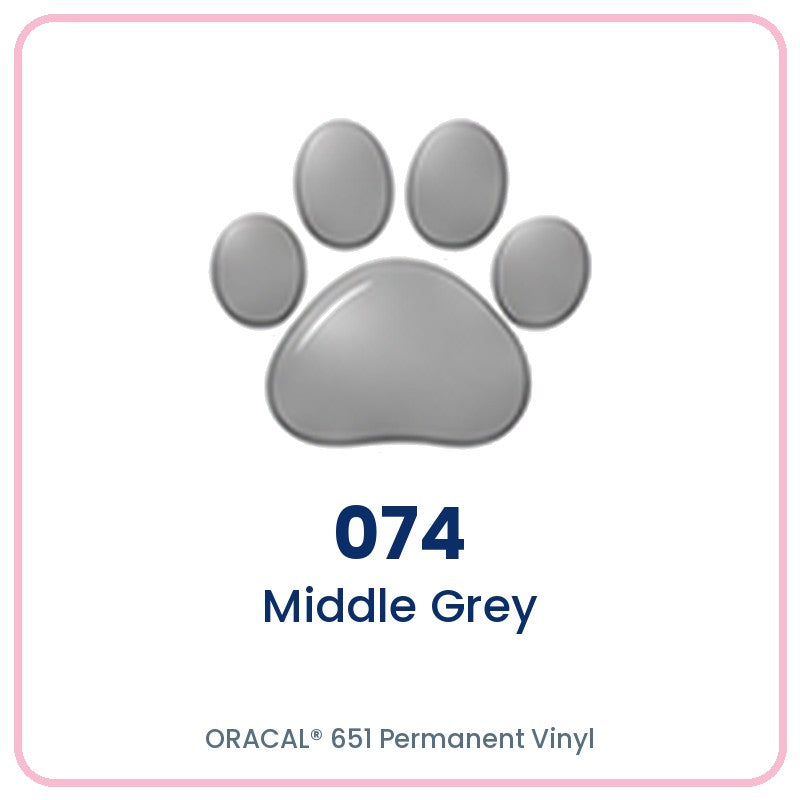 ORACAL 651 permanent vinyl color 074 Middle Grey paw print swatch