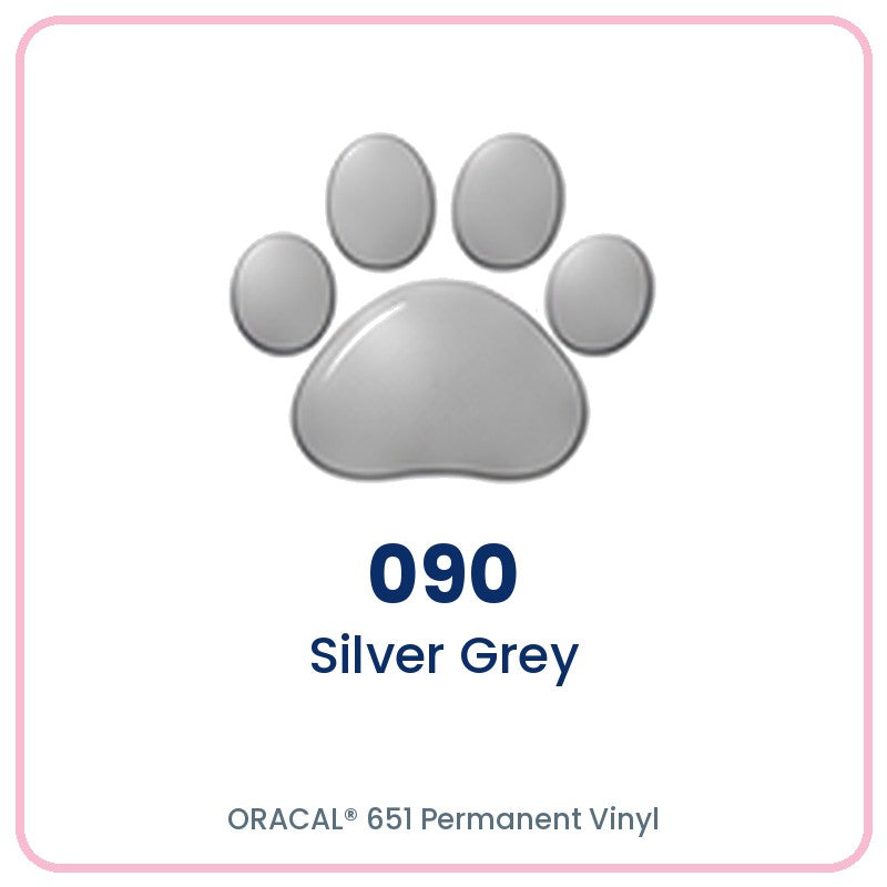 ORACAL 651 permanent vinyl color 090 Silver Grey paw print swatch