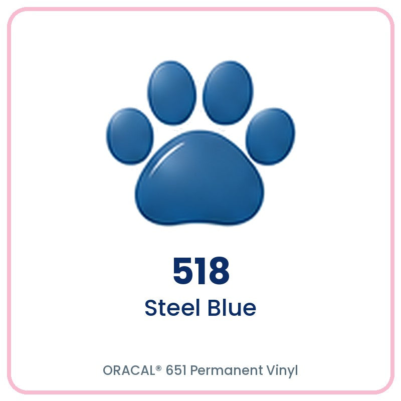 ORACAL 651 permanent vinyl color 518 Steel Blue paw print swatch