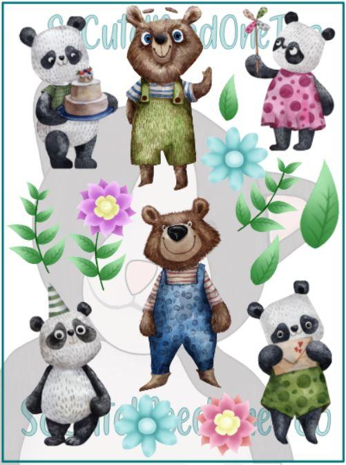 Panda & Bears on Clear Waterslide Paper - Ready To Use - SoCuteINeedOneToo