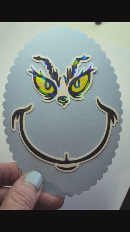 Pegatinas con la cara del Grinch (3 tamaños disponibles)