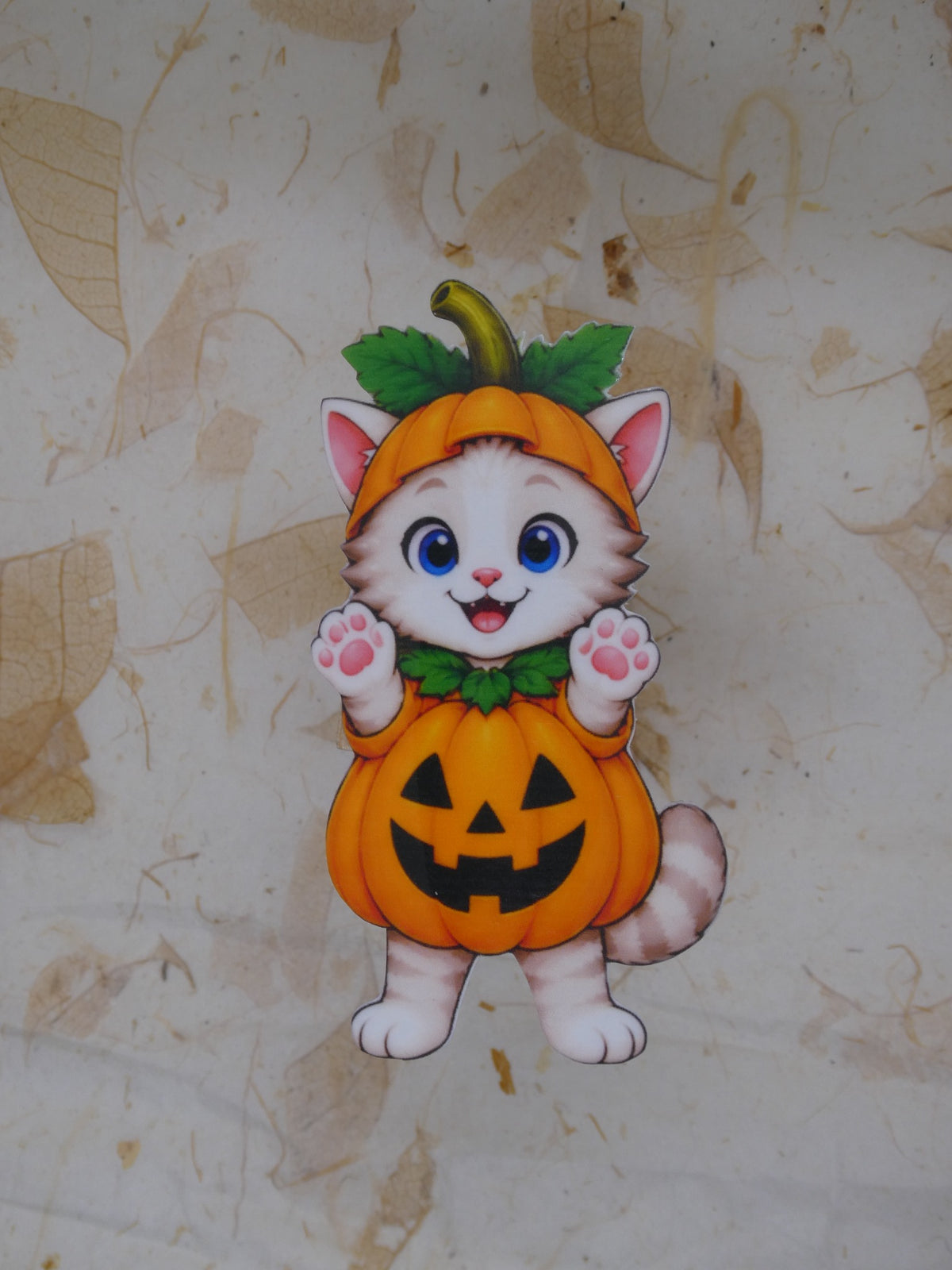 Pumpkin Bobcat Halloween sticker - kitten in a jack-o-lantern costume