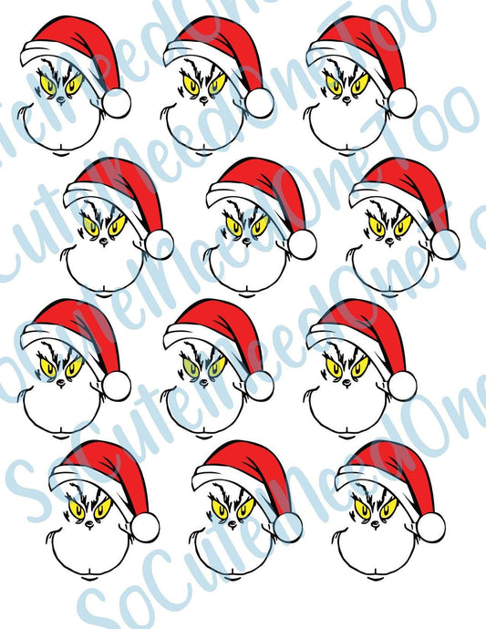 Santa Hat Grinch 2" Waterslide Decals - SoCuteINeedOneToo
