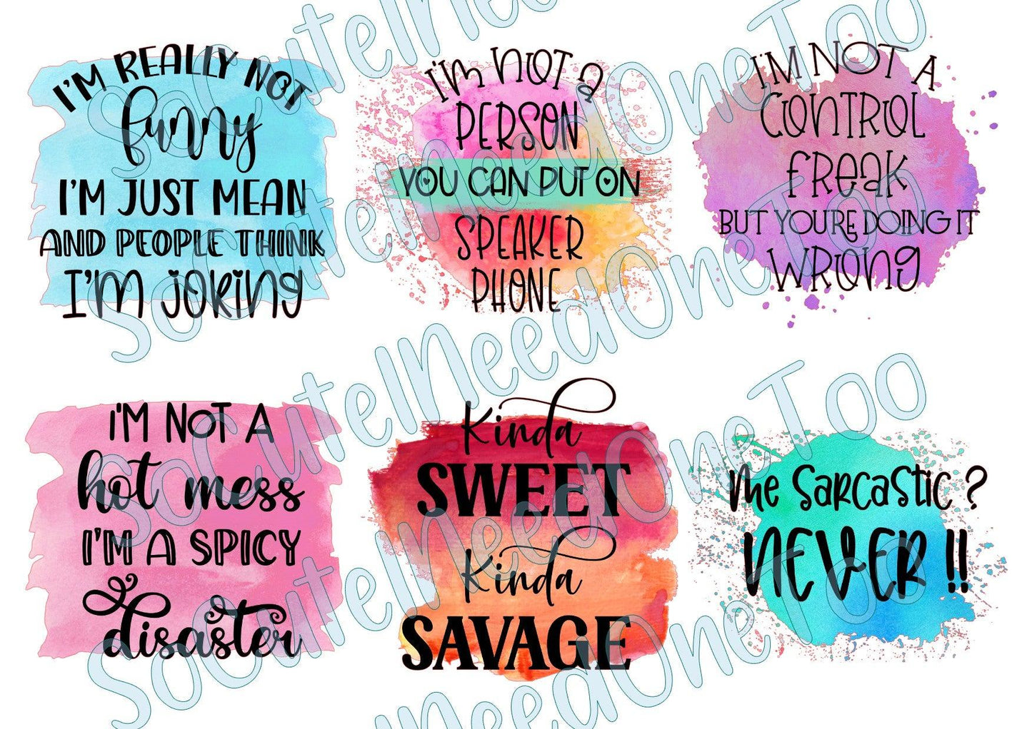 Sarcastic Sayings #1 - #3 Collection Waterslide Decals - SoCuteINeedOneToo
