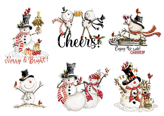 Snowman Drinking Wine Waterslide Decals - SoCuteINeedOneToo