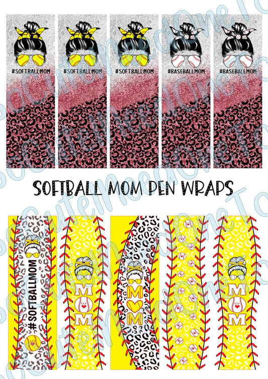 Softball Mom Pen Wraps - SoCuteINeedOneToo