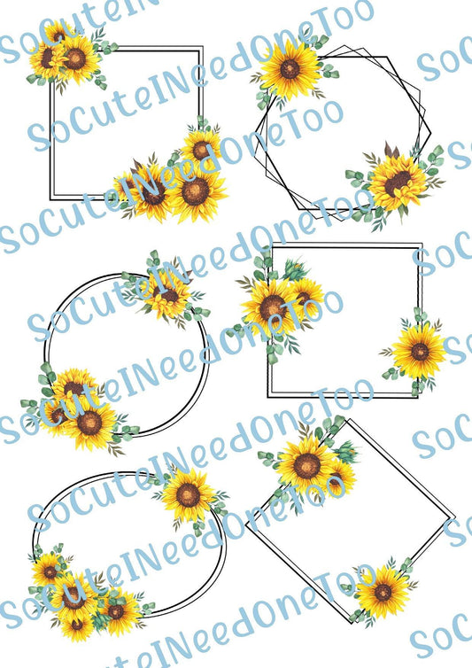 Sunflower - Black Frames Waterslide Decals - SoCuteINeedOneToo