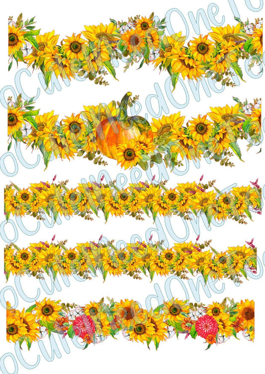 Sunflower Boarders Waterslide Decals - SoCuteINeedOneToo