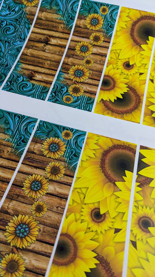 Sunflower Pen Wraps printed waterslide decal sheet