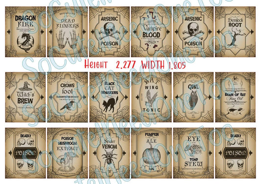 Vintage Halloween Wine Bottle Label Waterslide Decals - SoCuteINeedOneToo