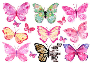 Watercolor Pink Butterflies Waterslide Decals - SoCuteINeedOneToo