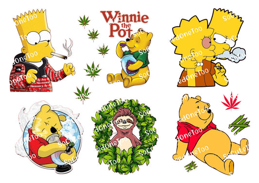 Winnie Smoking Weed Waterslide Decals - SoCuteINeedOneToo
