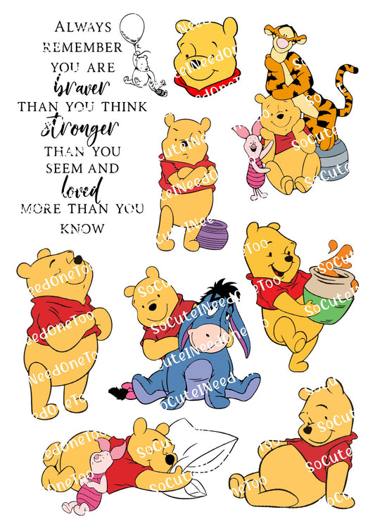Winnie The Pooh E Waterslide Decals - SoCuteINeedOneToo