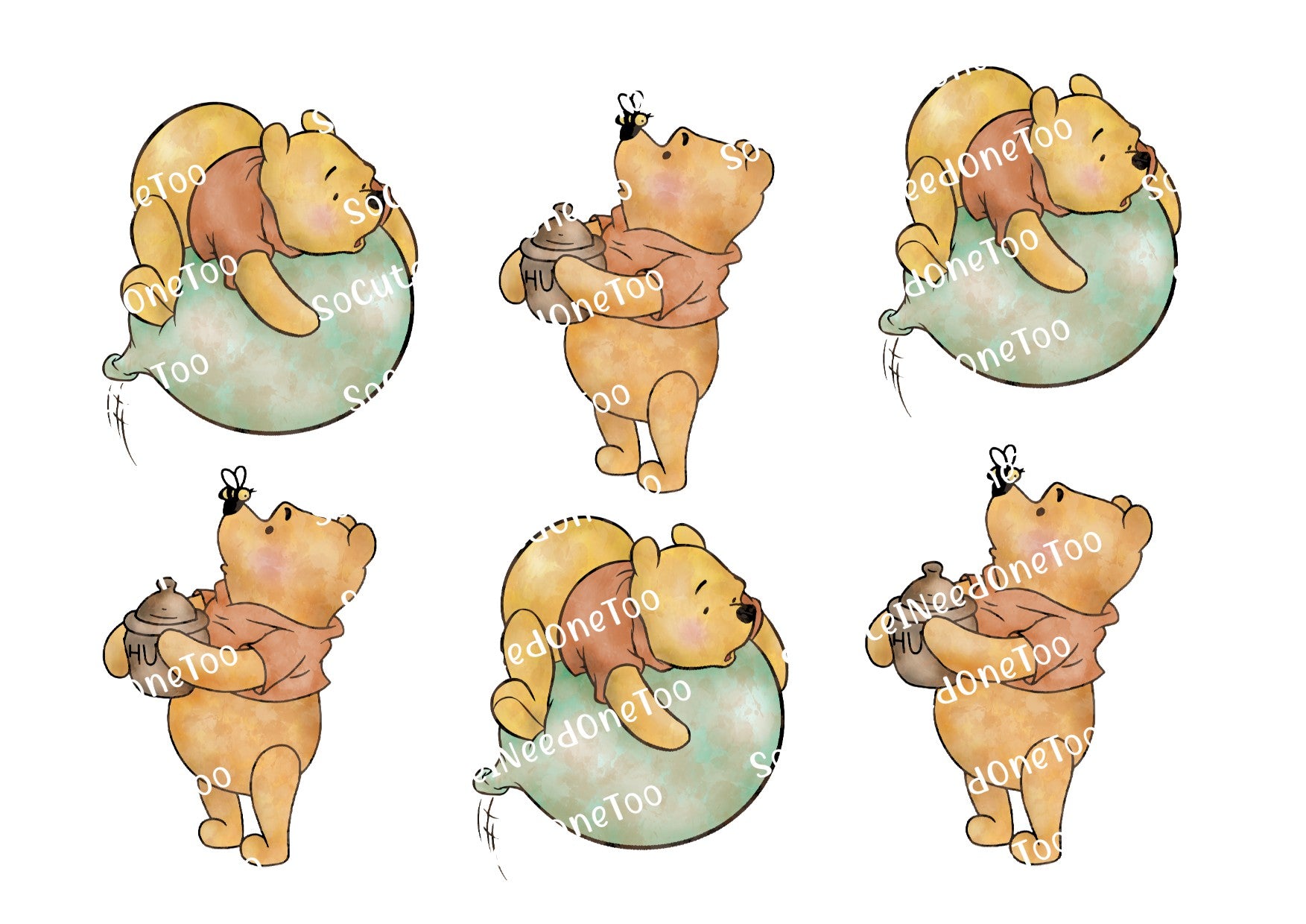 Winnie the Pooh - Watercolor Decals - SoCuteINeedOneToo